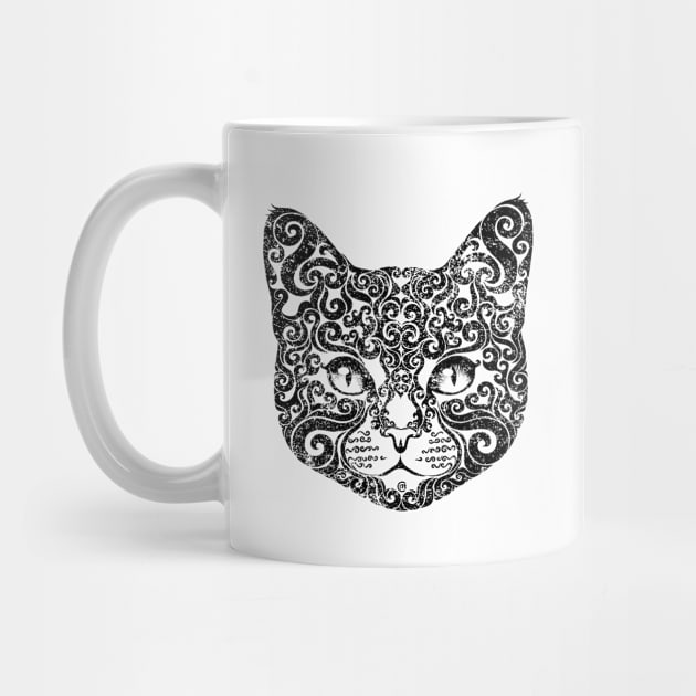 Swirly Cat (b/w) by VectorInk